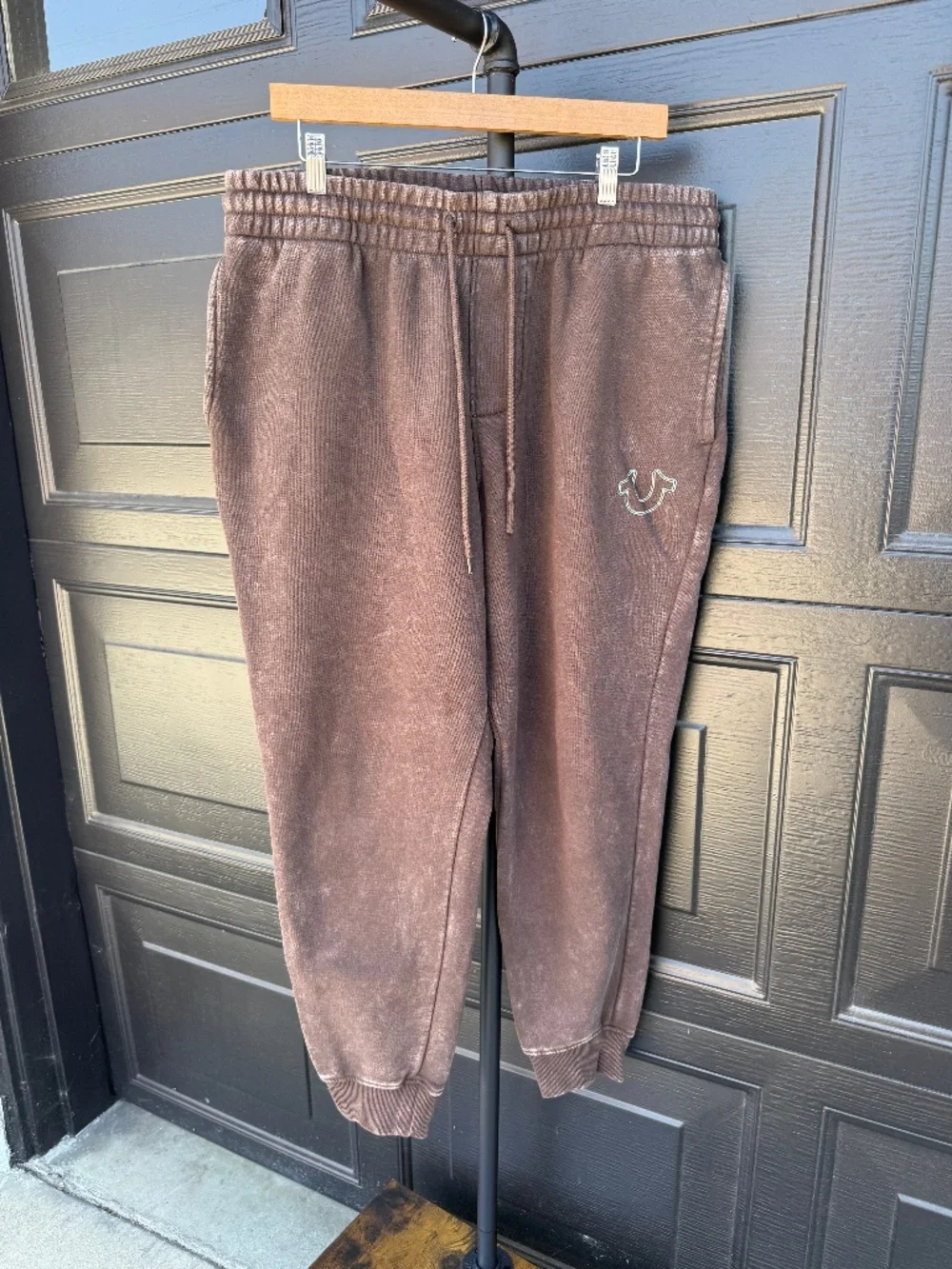 Used! Men's True Religion Brown Acid Washed Drawstring Jogger Sweatpants Size L